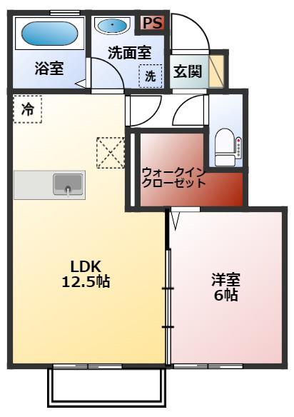 D-ROOM B(1LDK/1階)の間取り写真