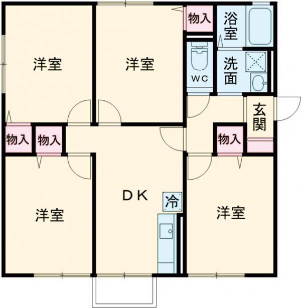 ビラ町谷(4DK/2階)の間取り写真