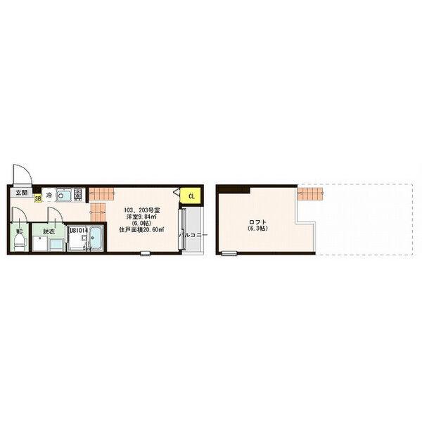 CASA FELICE 堤町(1K/1階)の間取り写真