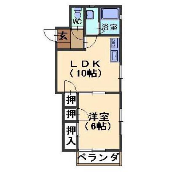 ハイツジュネス(1LDK/2階)の間取り写真