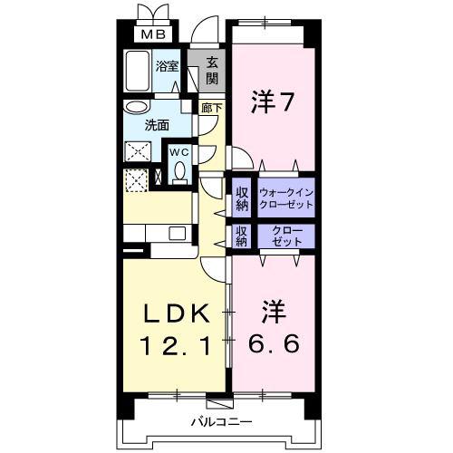 エスポ三池(2LDK/3階)の間取り写真