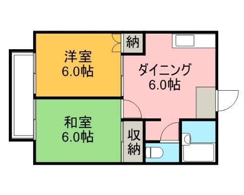 サンフォーリスト仁戸名(2DK/2階)の間取り写真