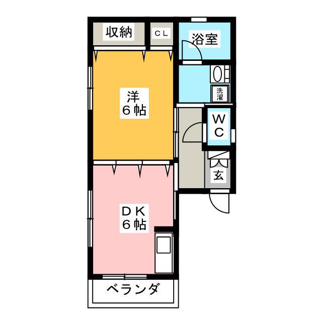 カーサマキシム(1DK/2階)の間取り写真