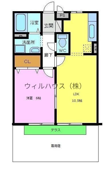 ハウスアムノルデン(1LDK/1階)の間取り写真