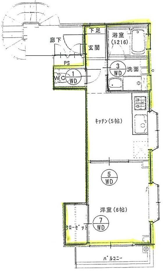 メゾンドグランツII 201(1DK/2階)の間取り写真