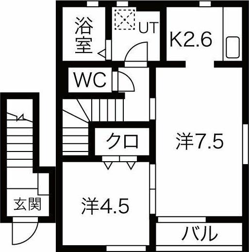 ミルト107 C(1LDK/2階)の間取り写真