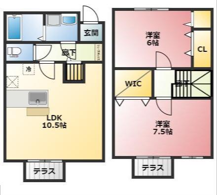 グランメールM(2LDK/1階)の間取り写真