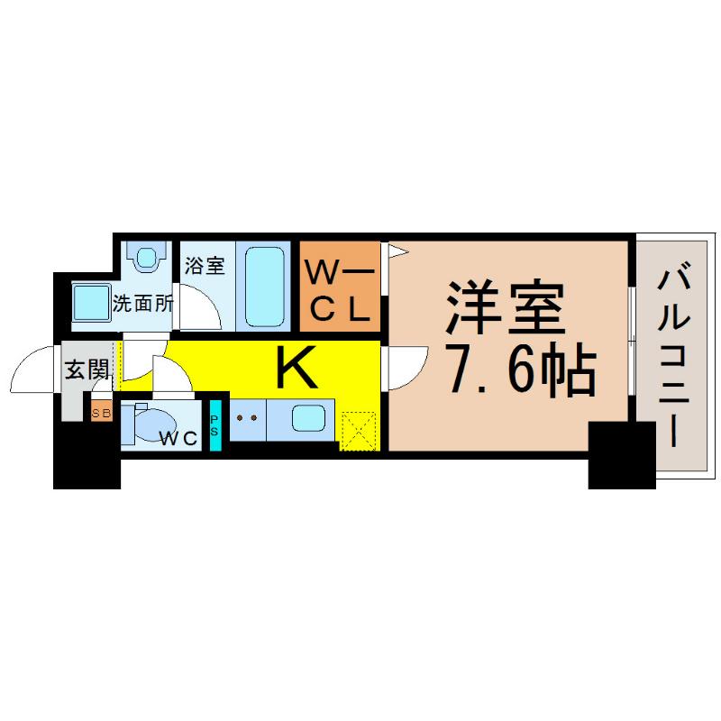 リベルティア(1K/4階)の間取り写真