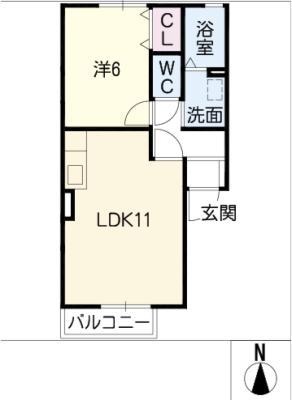 ベルグリーン段之上(1LDK/1階)の間取り写真