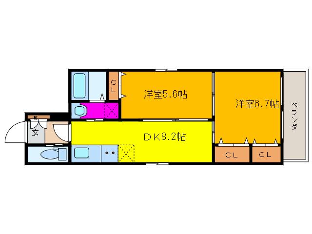 エスポワール麩屋町(2DK/5階)の間取り写真