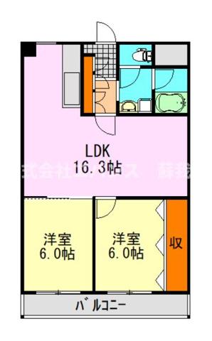 布施ビル(2LDK/4階)の間取り写真