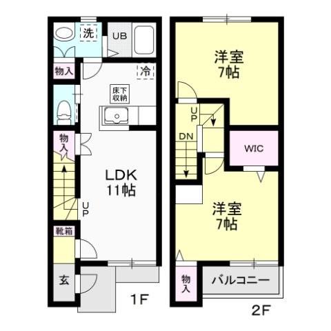 EXAILE戸島(2LDK/1階)の間取り写真
