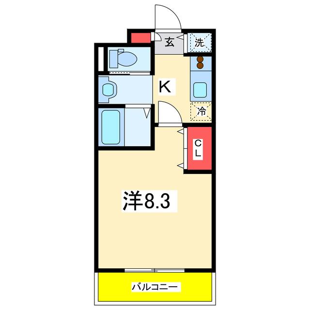 ソレーラ学校町(1K/2階)の間取り写真