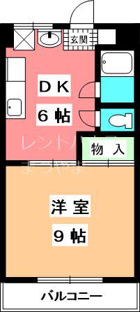 マンションふじ(1DK/3階)の間取り写真