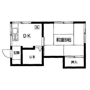 貴良荘(1DK/2階)の間取り写真