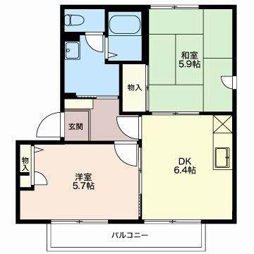 サンライズ21(2DK/2階)の間取り写真