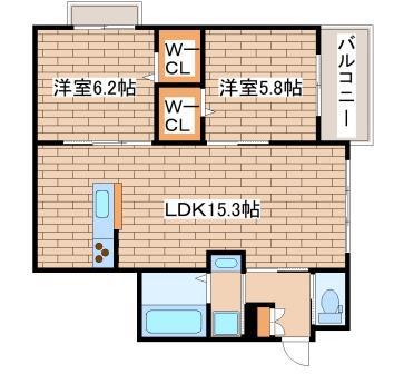 シャーメゾン桜須磨寺(2LDK/3階)の間取り写真