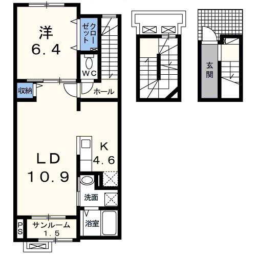 ダイアモンド・ムーン(1LDK/3階)の間取り写真