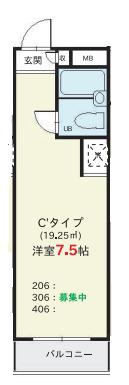 アーガスヒルズ67(ワンルーム/3階)の間取り写真