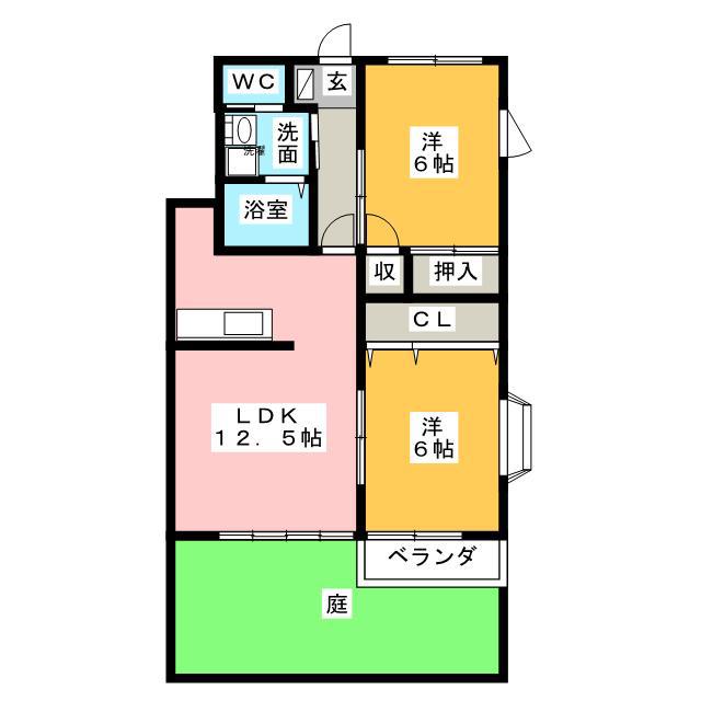 ハイステージ・パティオ(2LDK/1階)の間取り写真