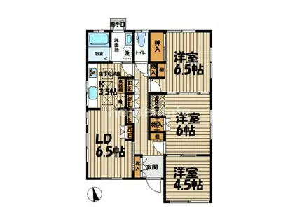 ビュウヒルズ(3LDK/1階)の間取り写真