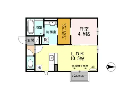 アルカディア(1LDK/2階)の間取り写真