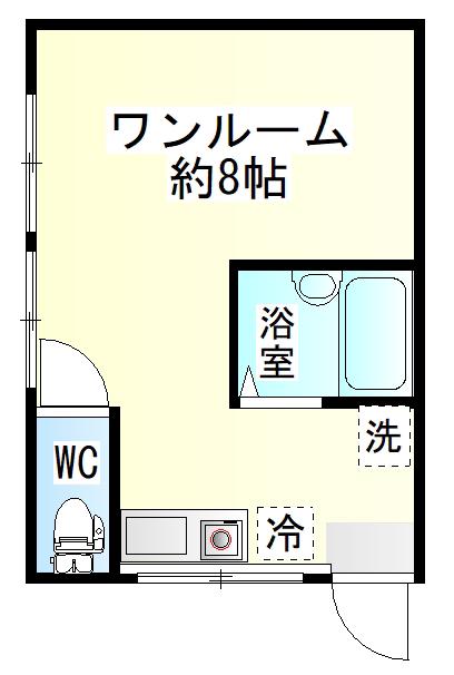 下林アパートB(ワンルーム/1階)の間取り写真