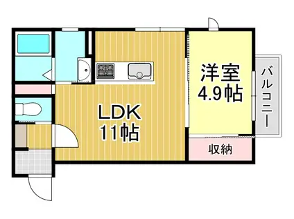ファイブスター見山(1LDK/1階)の間取り写真