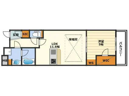 アーバネックス梅田中崎町(1LDK/3階)の間取り写真