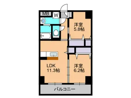 PORPORA(2LDK/3階)の間取り写真