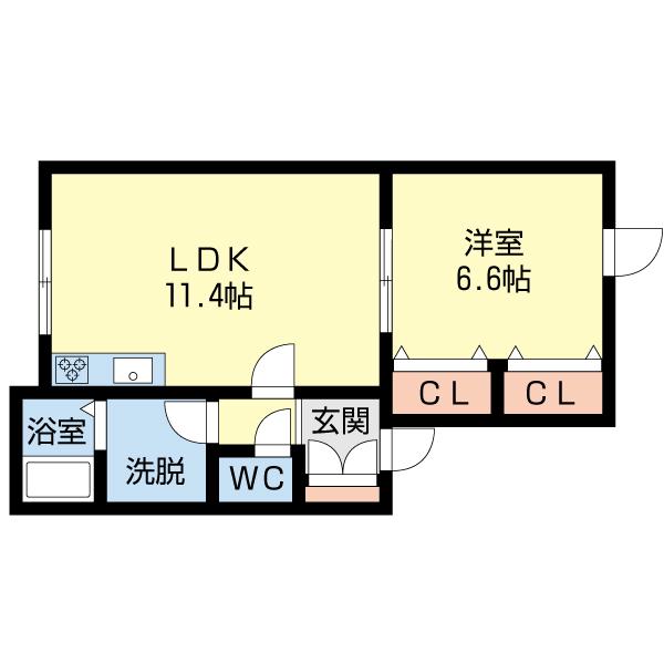コーポオアシス(1LDK/1階)の間取り写真