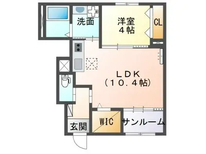 アルバ西岡本(1LDK/1階)の間取り写真