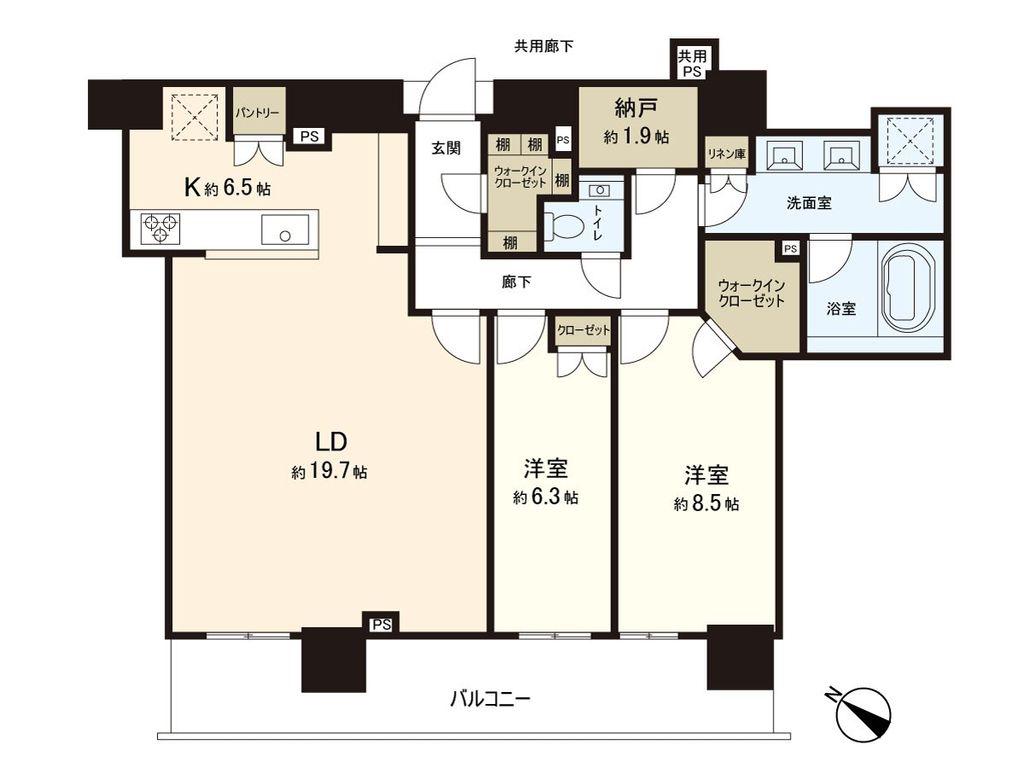BRILLIATOWER西新(2SLDK/38階)の間取り写真
