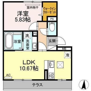 GRANDIA豊町(1LDK/3階)の間取り写真