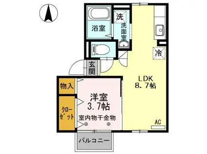 ファルコン久留米高校駅前(1LDK/2階)の間取り写真