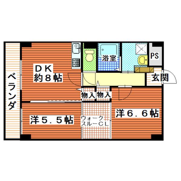 ビスタ石きり(2LDK/1階)の間取り写真
