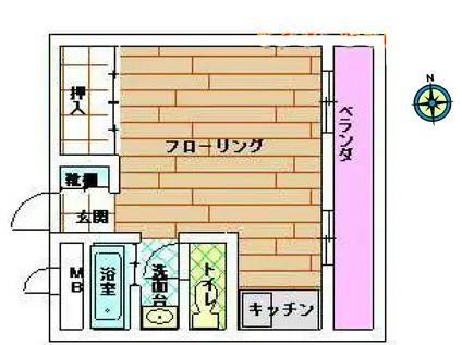 グランディア篠原弐番館(ワンルーム/3階)の間取り写真