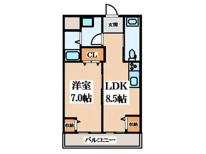 新栄プロパティー東大阪I(1LDK/2階)の間取り写真