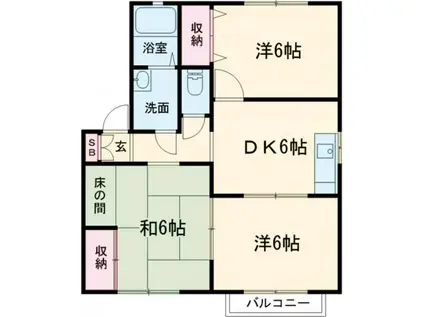 ラ・テルベール桜木(3DK/2階)の間取り写真