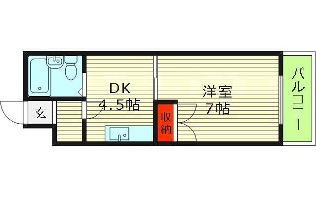 プラディオ放出(1DK/5階)の間取り写真
