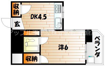 扇レジデンス(1DK/2階)の間取り写真
