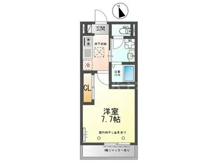 OCEAN COAST TSUDANUMA(1K/1階)の間取り写真