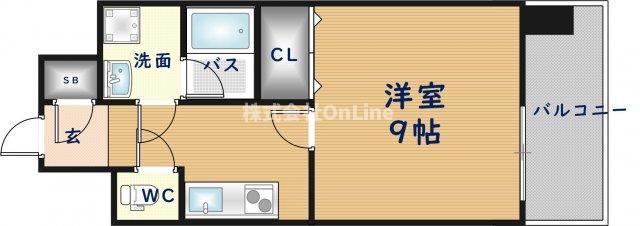 グランシス高井田(1K/3階)の間取り写真