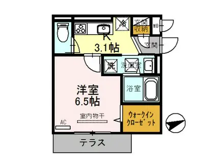 R-001(1K/1階)の間取り写真