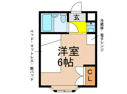 石丸ハイツ(ワンルーム/2階)の間取り写真