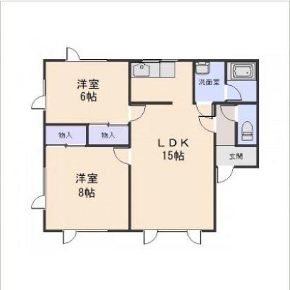 キャッスルリバーかさまつ(2LDK/2階)の間取り写真