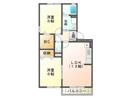 ロイヤルガーデンB棟(2LDK/1階)の間取り写真