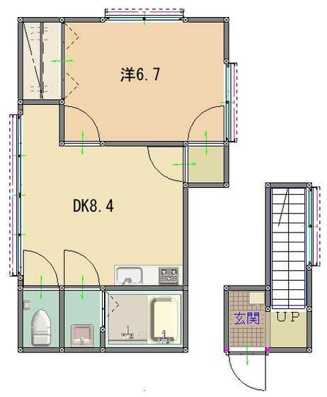 MKホーム広野(1DK/2階)の間取り写真