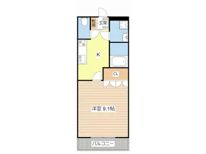 アビエスII(1K/1階)の間取り写真