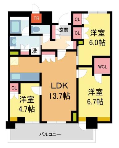 ジオタワー宝塚グランレジスTHE ノース(3LDK/24階)の間取り写真
